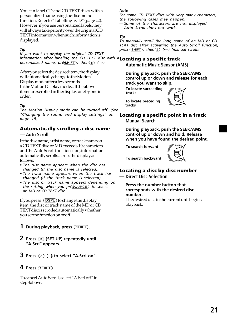 Sony MDX-C7970R User Manual | Page 21 / 116