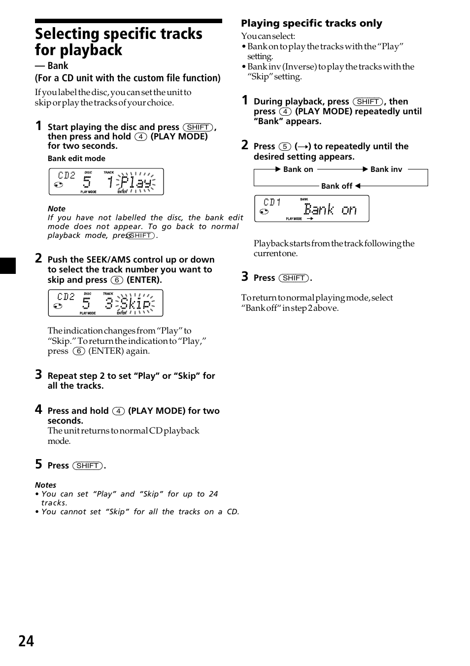 24 selecting specific tracks for playback | Sony MDX-C7970R User Manual | Page 24 / 116