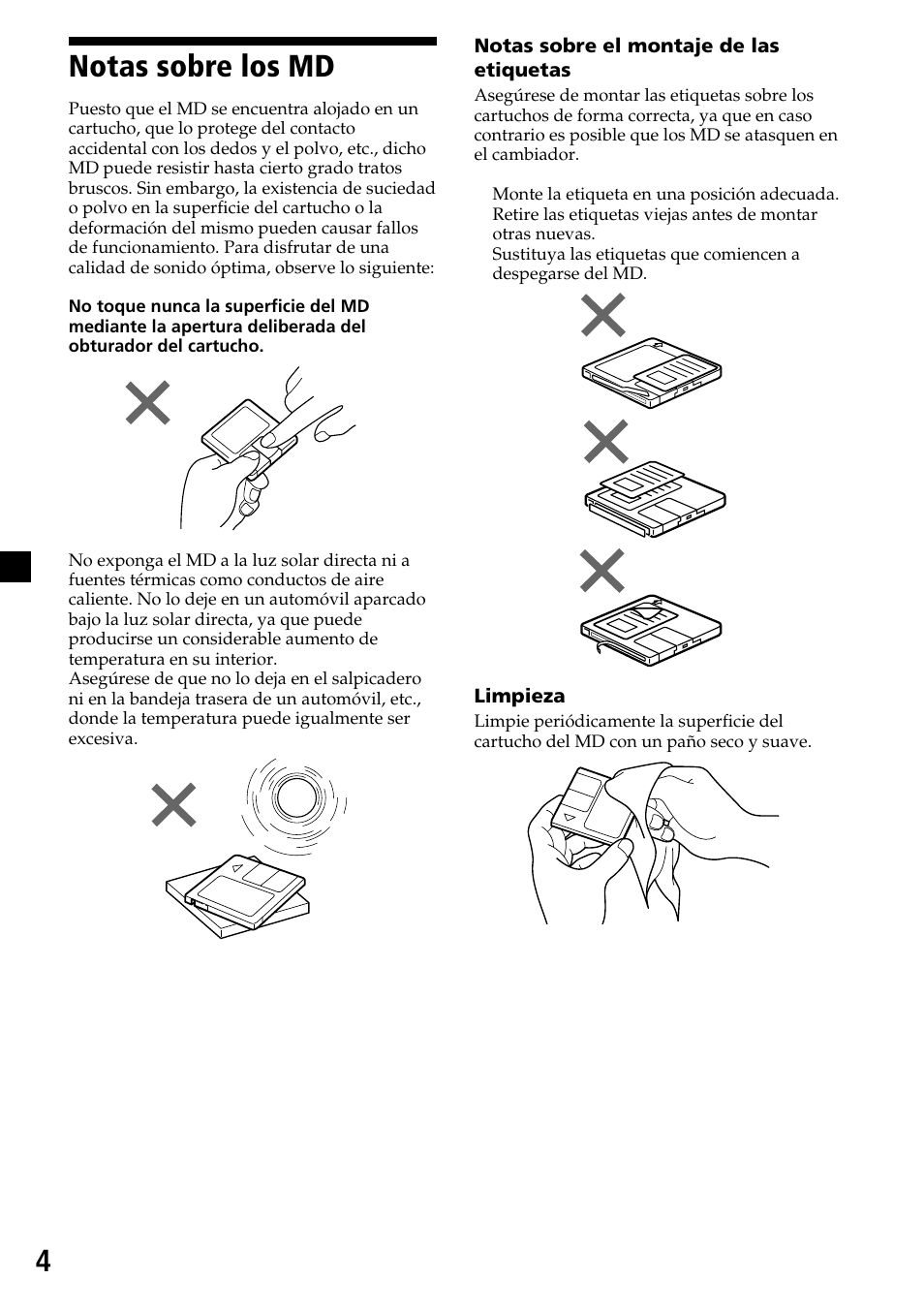 4notas sobre los md | Sony MDX-C7970R User Manual | Page 32 / 116