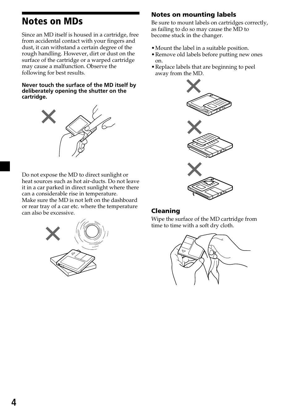 Notes on mds 4 | Sony MDX-C7970R User Manual | Page 4 / 116