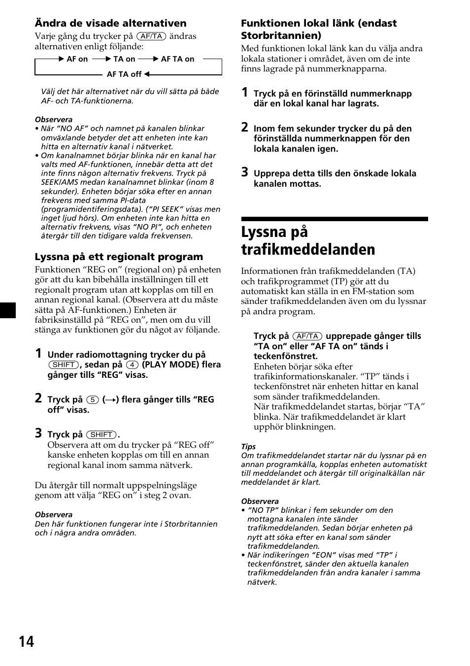 Lyssna på trafikmeddelanden | Sony MDX-C7970R User Manual | Page 70 / 116