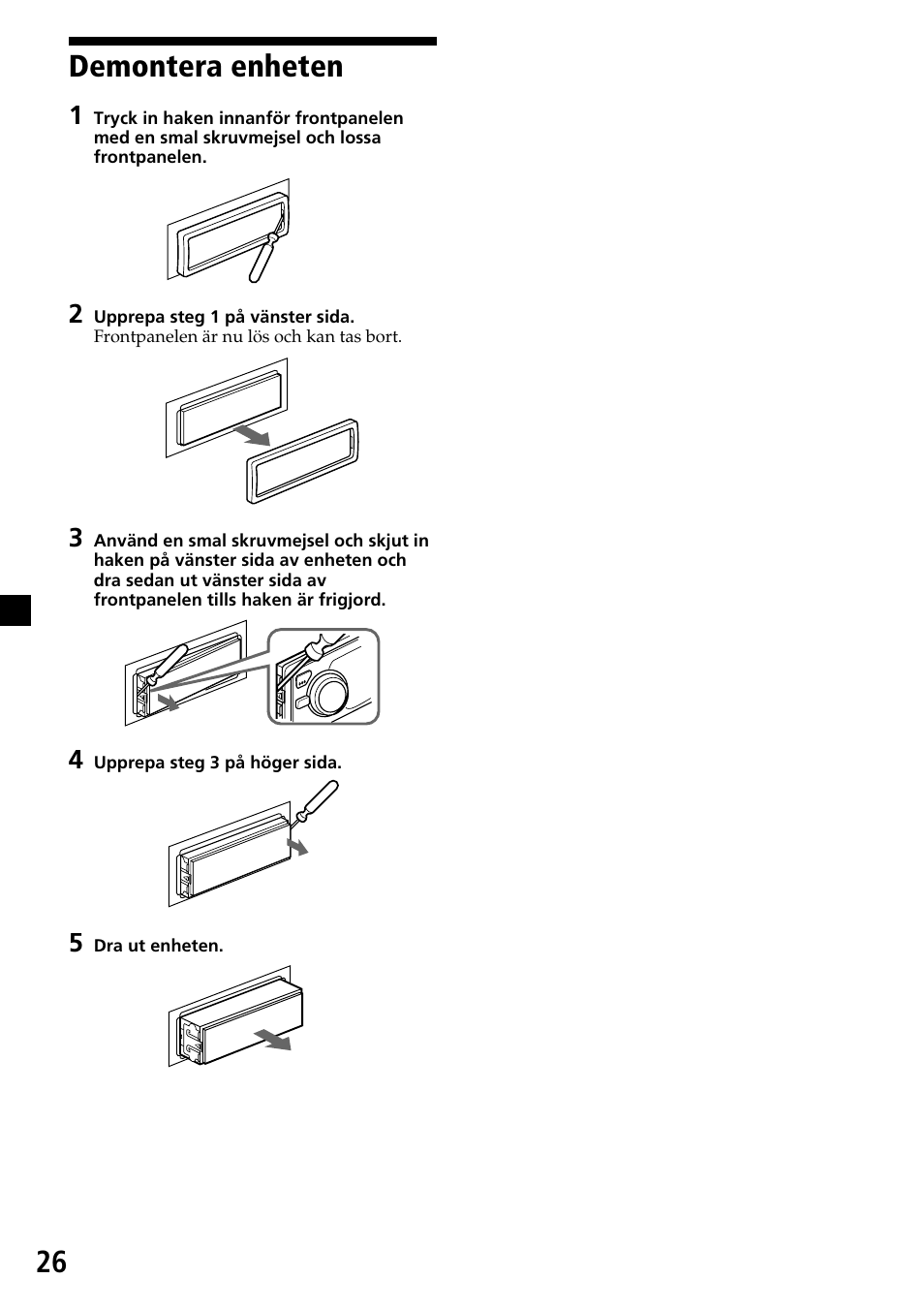 26 demontera enheten | Sony MDX-C7970R User Manual | Page 82 / 116