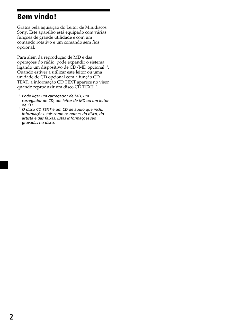 2bem vindo | Sony MDX-C7970R User Manual | Page 86 / 116
