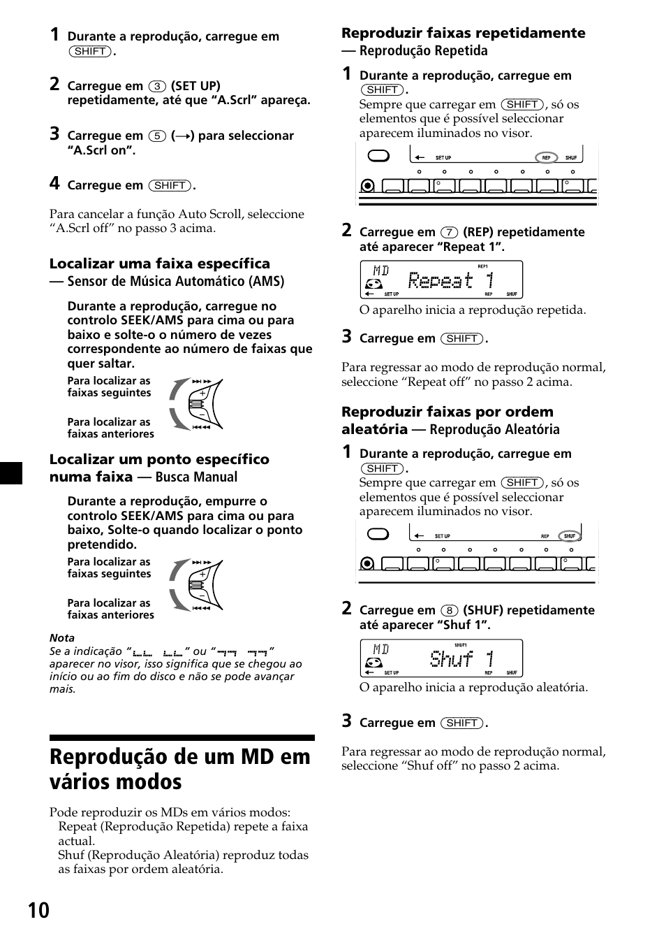 Reprodução de um md em vários modos | Sony MDX-C7970R User Manual | Page 94 / 116