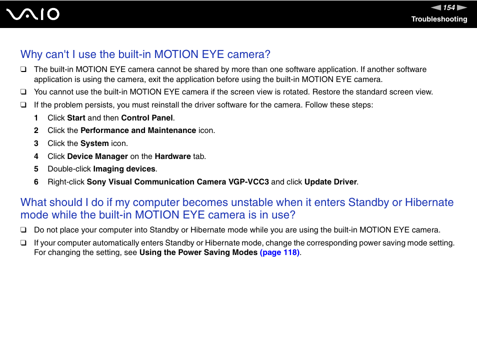 Why can't i use the built-in motion eye camera | Sony ICD VGN-UX200 User Manual | Page 154 / 194