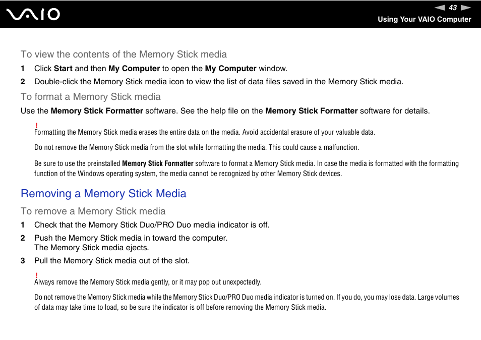 Sony ICD VGN-UX200 User Manual | Page 43 / 194