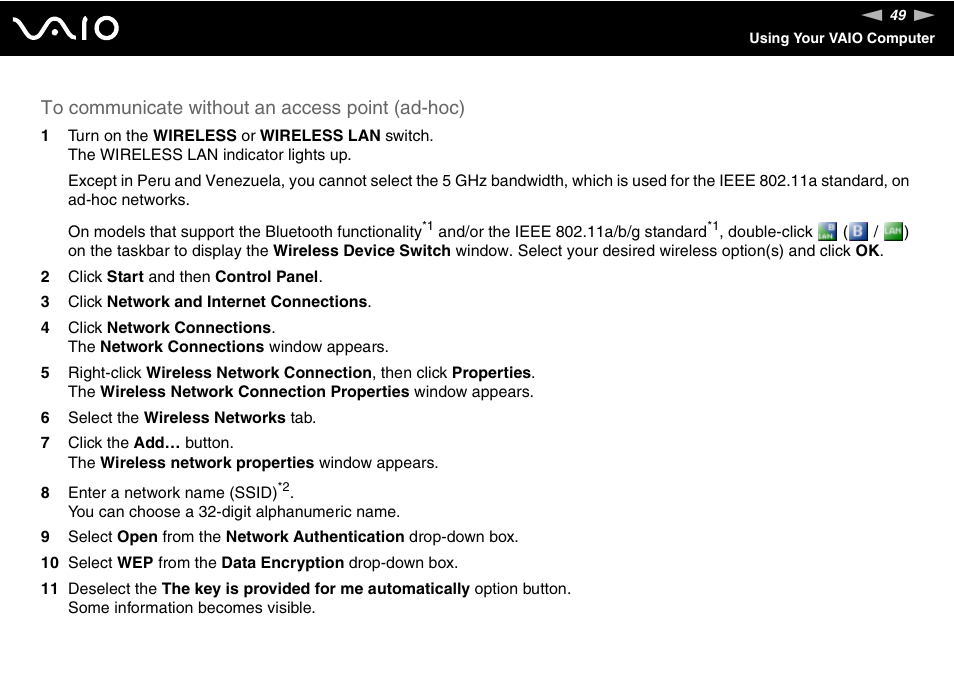 Sony ICD VGN-UX200 User Manual | Page 49 / 194