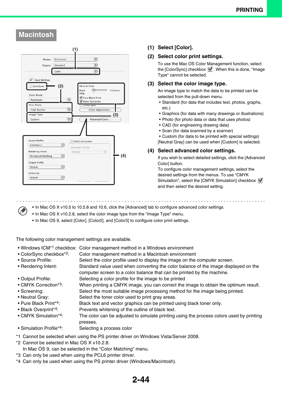 Macintosh, Printing | Sony MX-C400P User Manual | Page 123 / 257