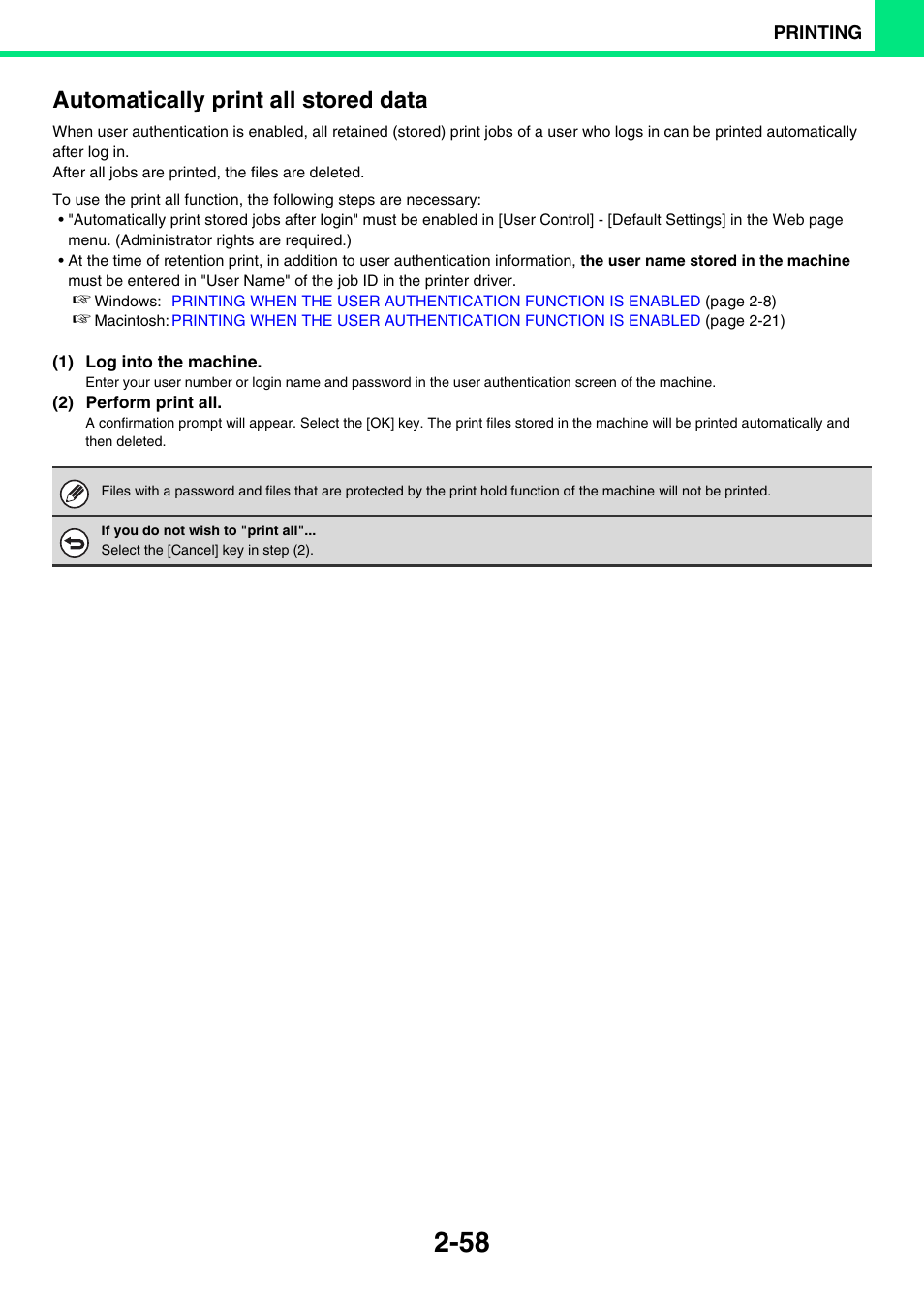 Automatically print all stored data | Sony MX-C400P User Manual | Page 137 / 257