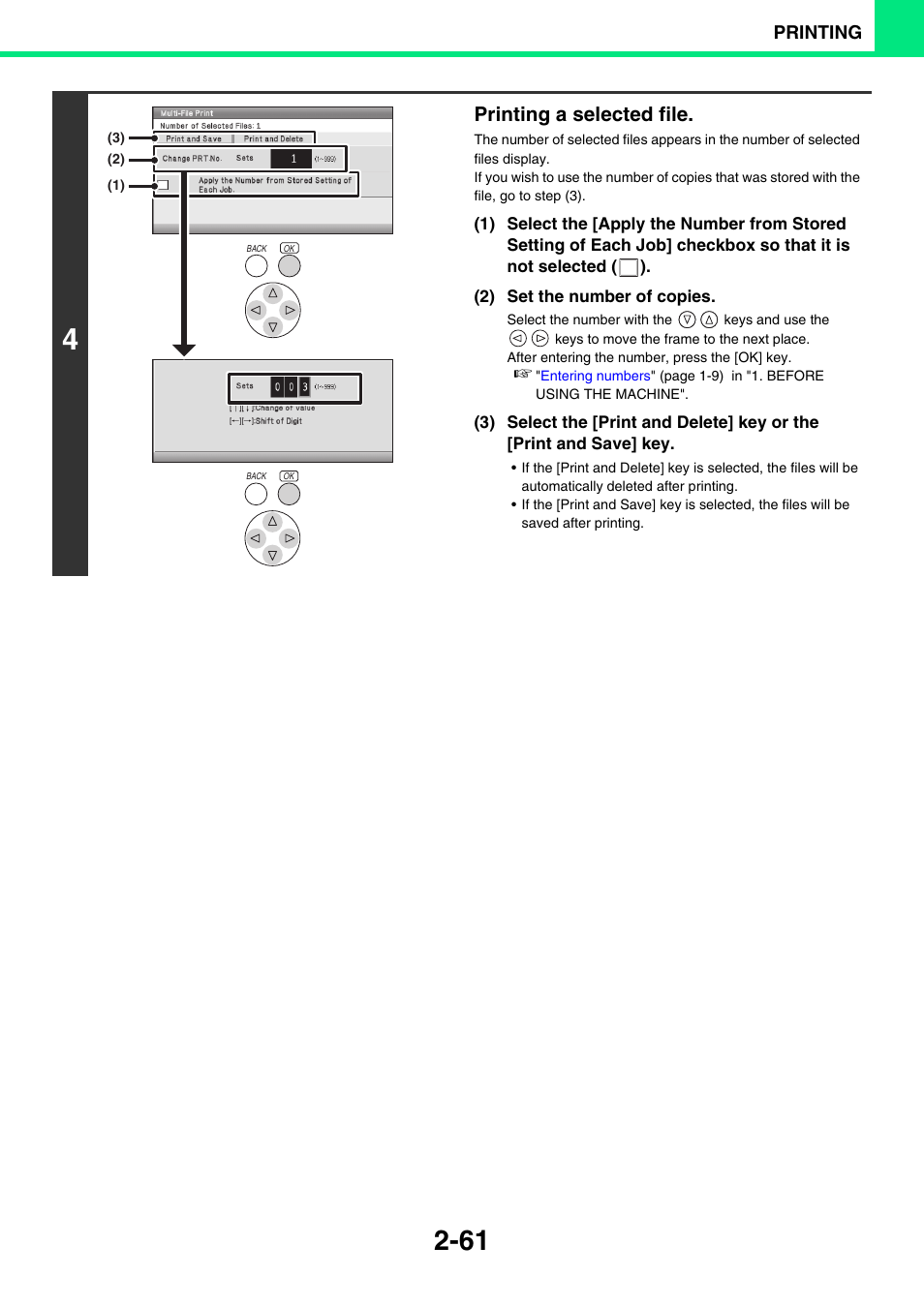 Printing a selected file, Printing | Sony MX-C400P User Manual | Page 140 / 257