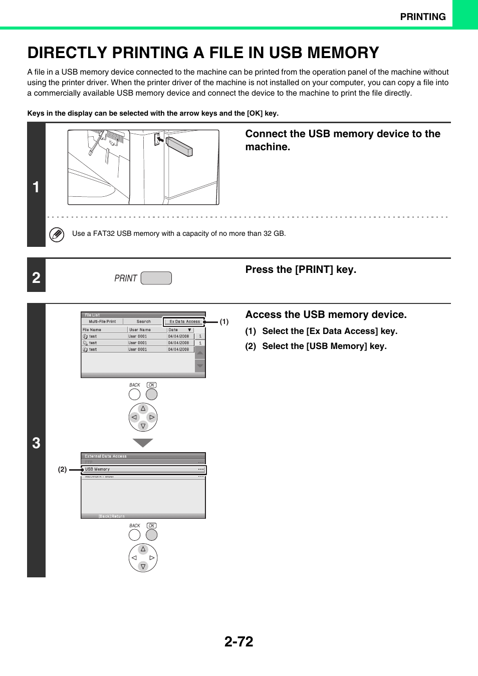 Directly printing a file in usb, Memory | Sony MX-C400P User Manual | Page 151 / 257