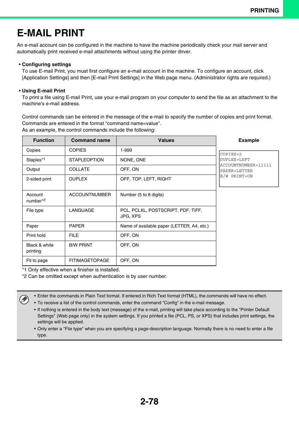 E-mail print -78, E-mail print, Printing | Sony MX-C400P User Manual | Page 157 / 257