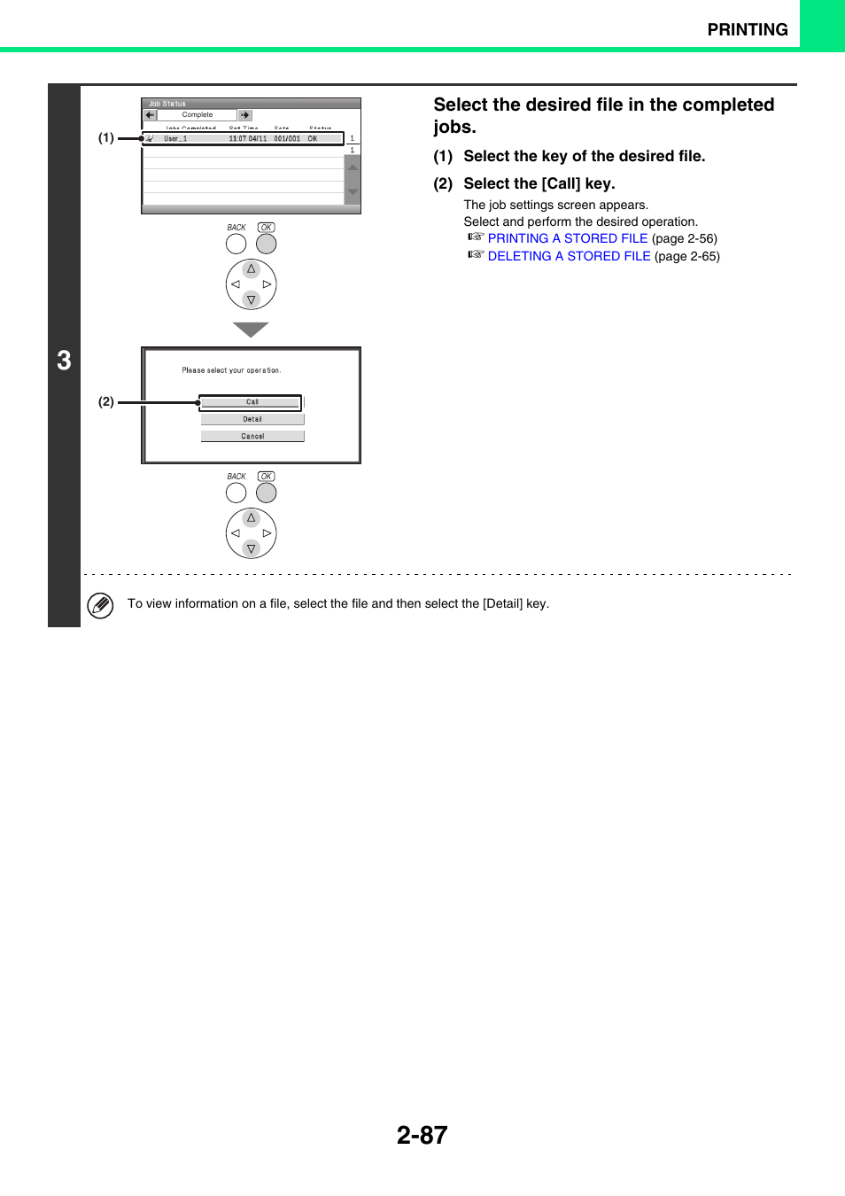 Select the desired file in the completed jobs | Sony MX-C400P User Manual | Page 166 / 257