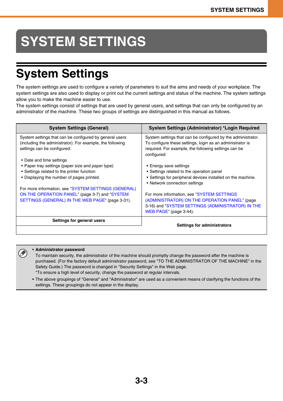 System settings, System settings -3 | Sony MX-C400P User Manual | Page 171 / 257