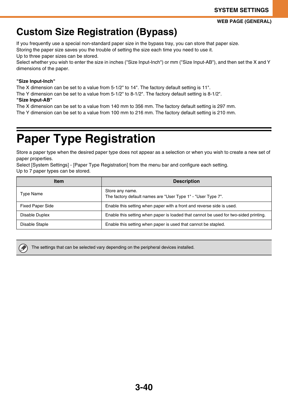 Custom size registration (bypass) -40, Paper type registration -40, Custom size registration (bypass) | Paper type registration, E 3-40) | Sony MX-C400P User Manual | Page 208 / 257