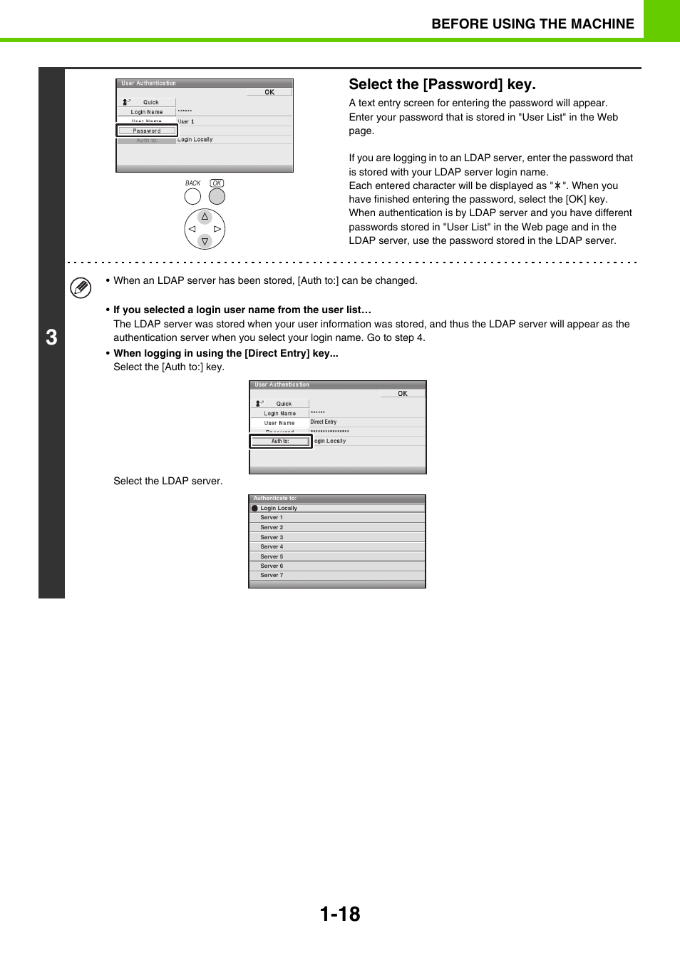 Select the [password] key, Before using the machine | Sony MX-C400P User Manual | Page 21 / 257