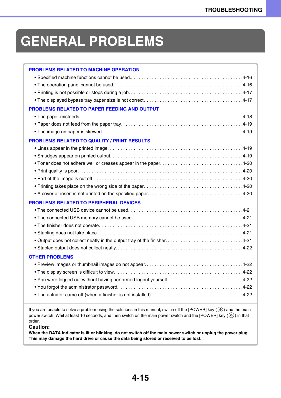 General problems | Sony MX-C400P User Manual | Page 249 / 257