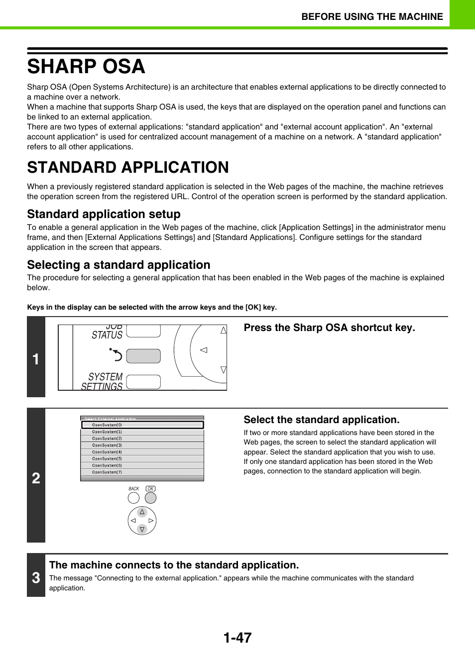 Sharp osa -47, Standard application -47, Sharp osa | Standard application | Sony MX-C400P User Manual | Page 50 / 257