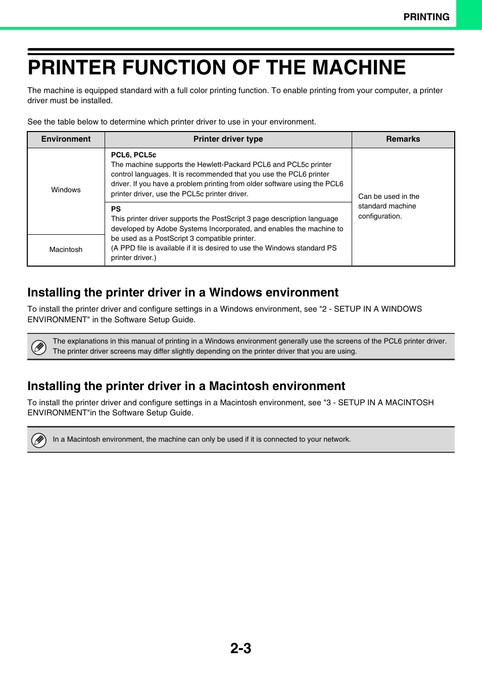 Printer function of the machine -3, Printer function of the machine | Sony MX-C400P User Manual | Page 82 / 257