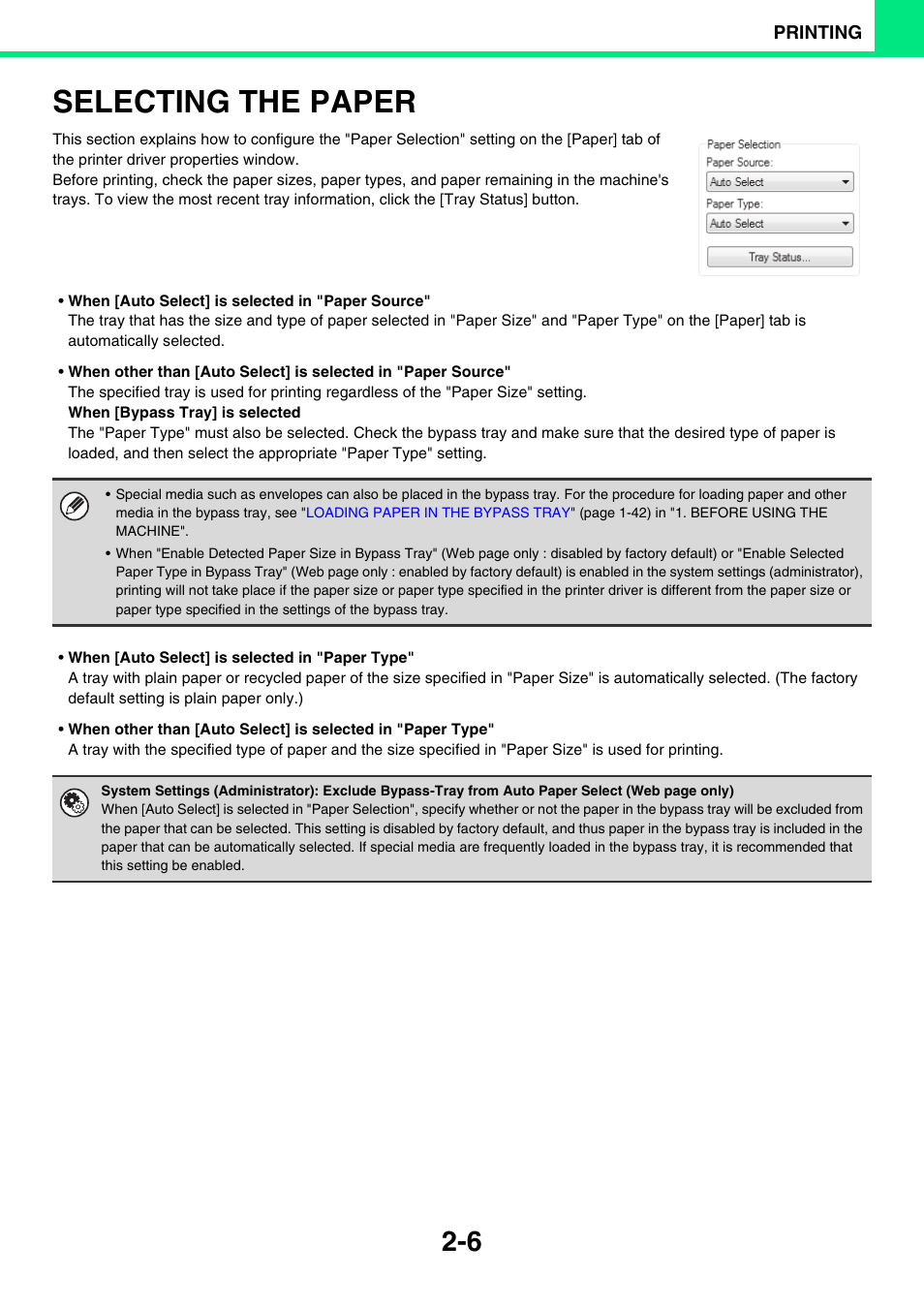 Selecting the paper -6, Selecting the paper | Sony MX-C400P User Manual | Page 85 / 257