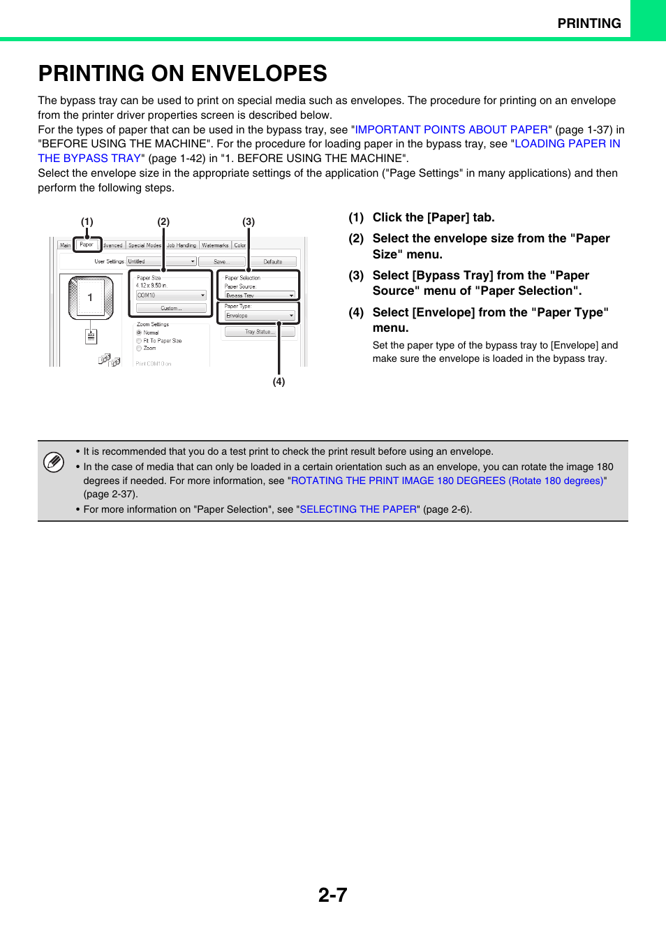 Printing on envelopes -7, Printing on envelopes | Sony MX-C400P User Manual | Page 86 / 257