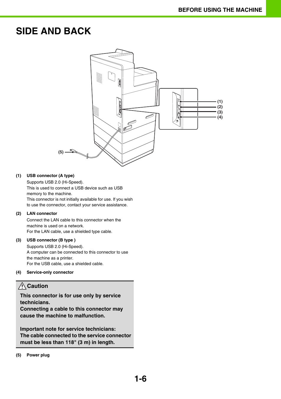 Side and back -6, Side and back | Sony MX-C400P User Manual | Page 9 / 257