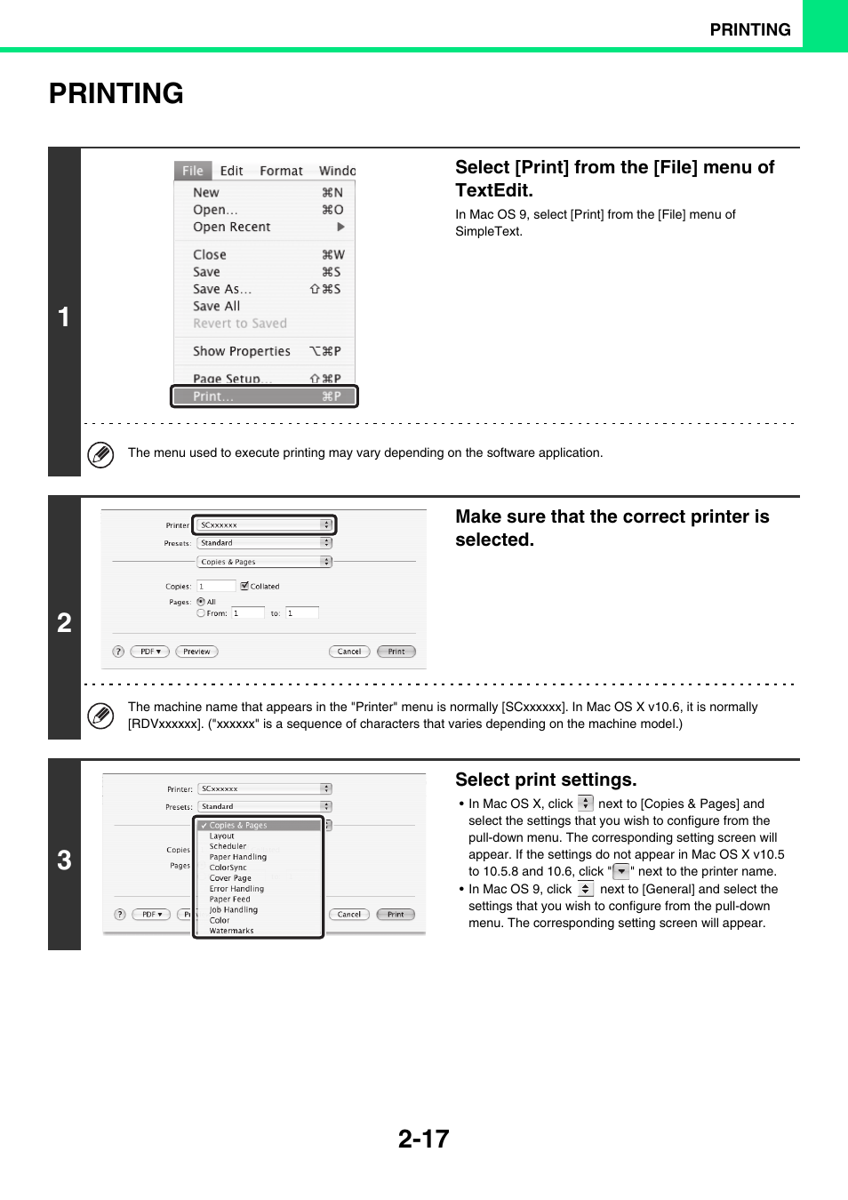 Printing -17, Printing | Sony MX-C400P User Manual | Page 96 / 257