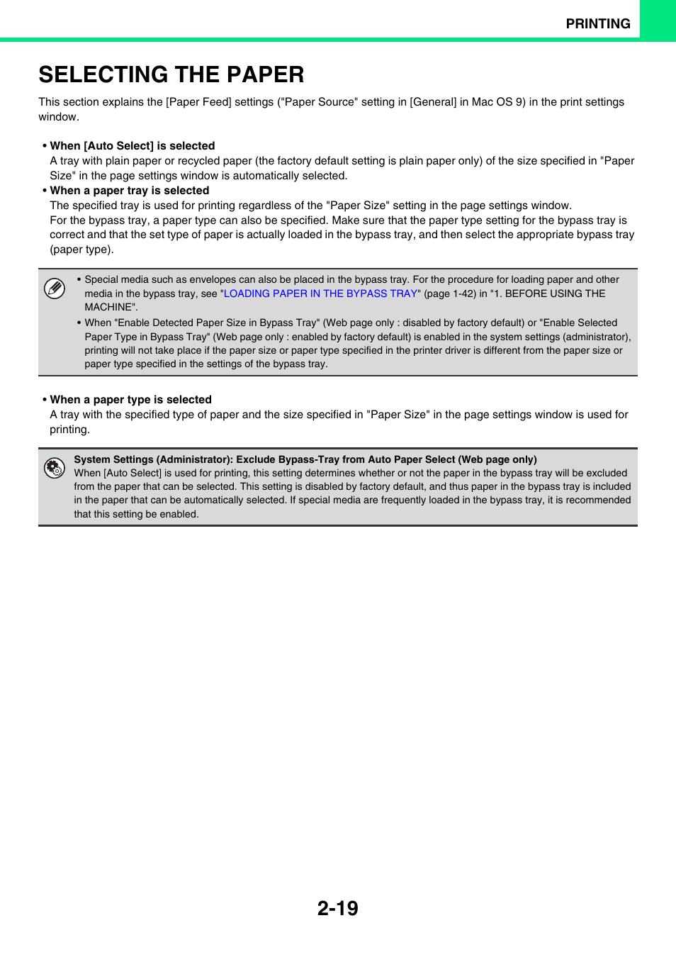 Selecting the paper -19, Selecting the paper | Sony MX-C400P User Manual | Page 98 / 257