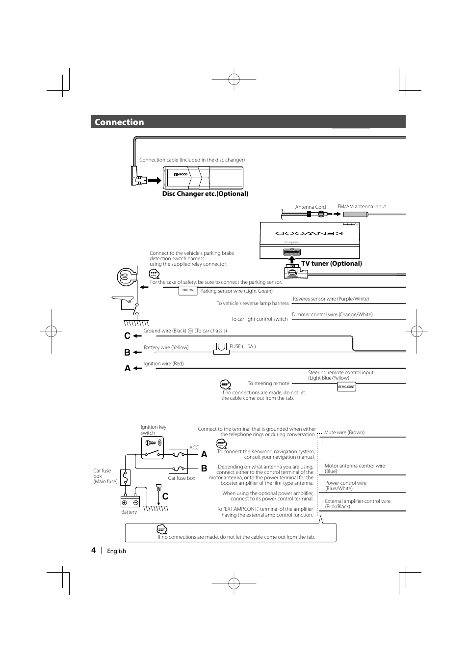 Connection, Bc a a | Sony DDX6019 User Manual | Page 4 / 24