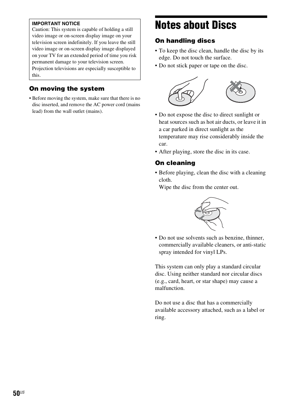 Notes about discs | Sony Blu-Ray Disc / DVD Home Theater System BDV-N790W User Manual | Page 50 / 64