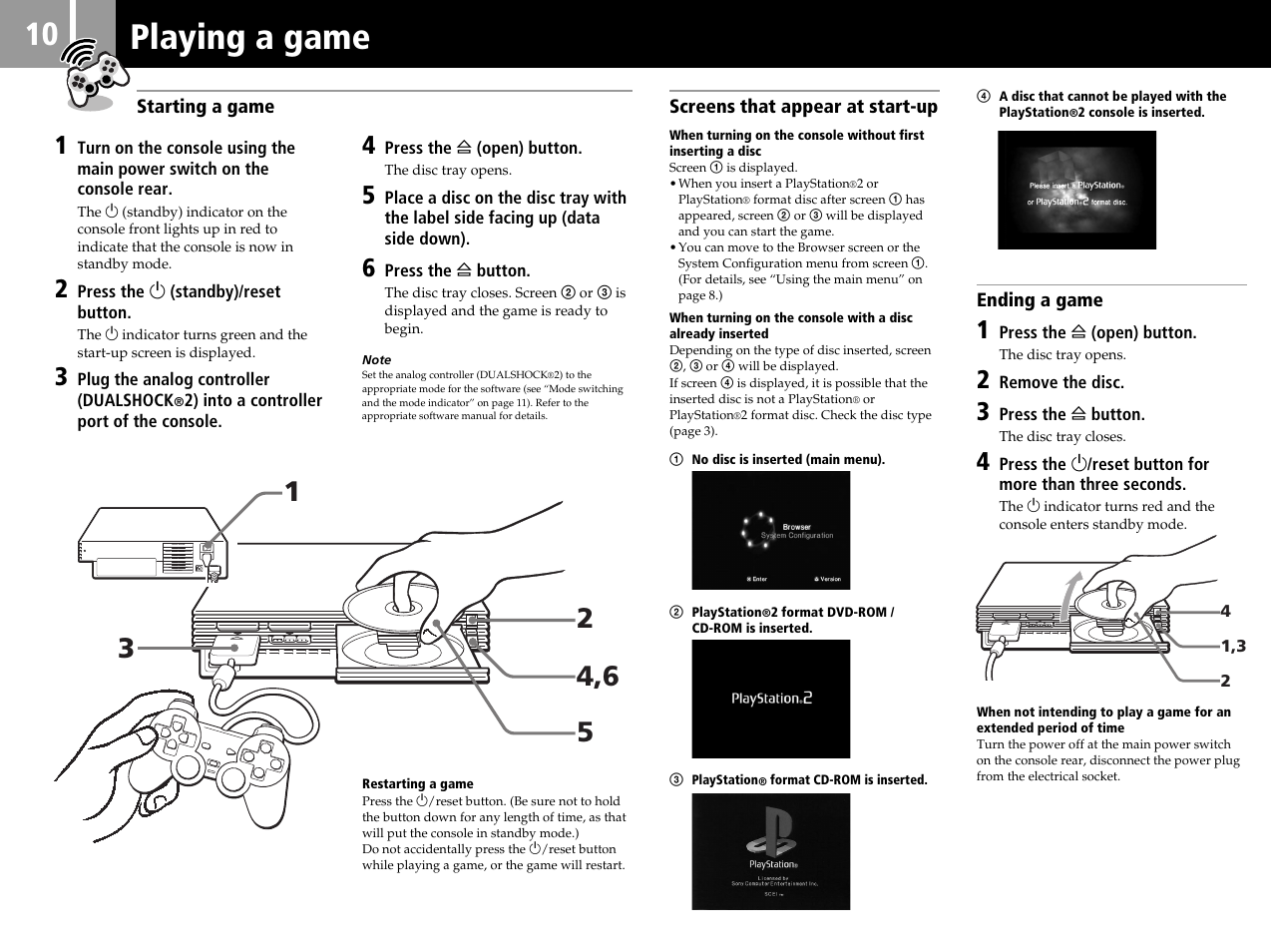 Playing a game | Sony SCPH-50006 User Manual | Page 10 / 56