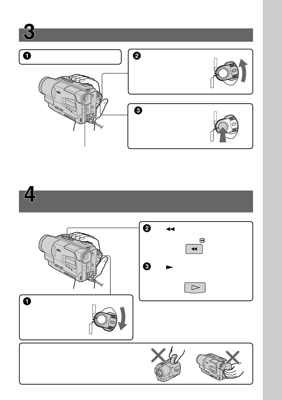 7monitoring the playback picture in the viewfinder, Recording a picture, Rew play | P. 20), P. 27) | Sony AC-L User Manual | Page 7 / 72