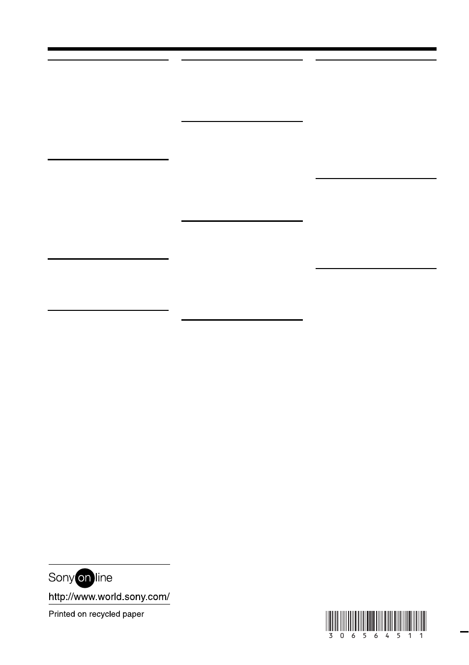 Index back cover, Index, A, b | C, d, F, g, h, I, j, k, l, M, n, O, p, q, T, u, v, W, x, y, z | Sony AC-L User Manual | Page 72 / 72