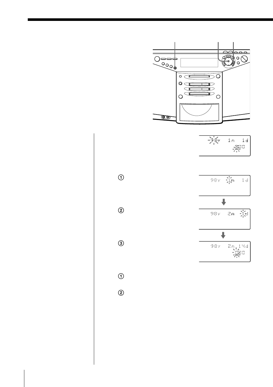 Ajuste del reloj | Sony ZS-M7 User Manual | Page 102 / 126