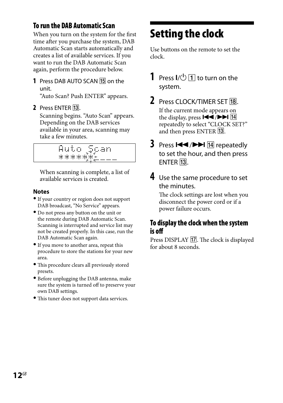Setting the clock | Sony CMT-HX9DAB User Manual | Page 12 / 32