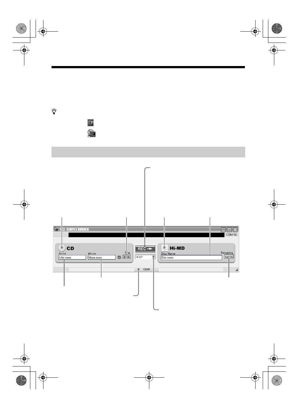 Recording by computer operations (standard mode), The window for recording all tracks on the cd | Sony MZ-NH600D User Manual | Page 59 / 80