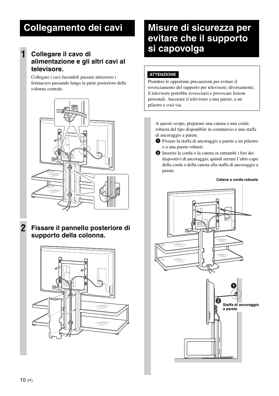 Collegamento dei cavi, Collegamento dei cavi 1 | Sony SU-FL61 User Manual | Page 120 / 211