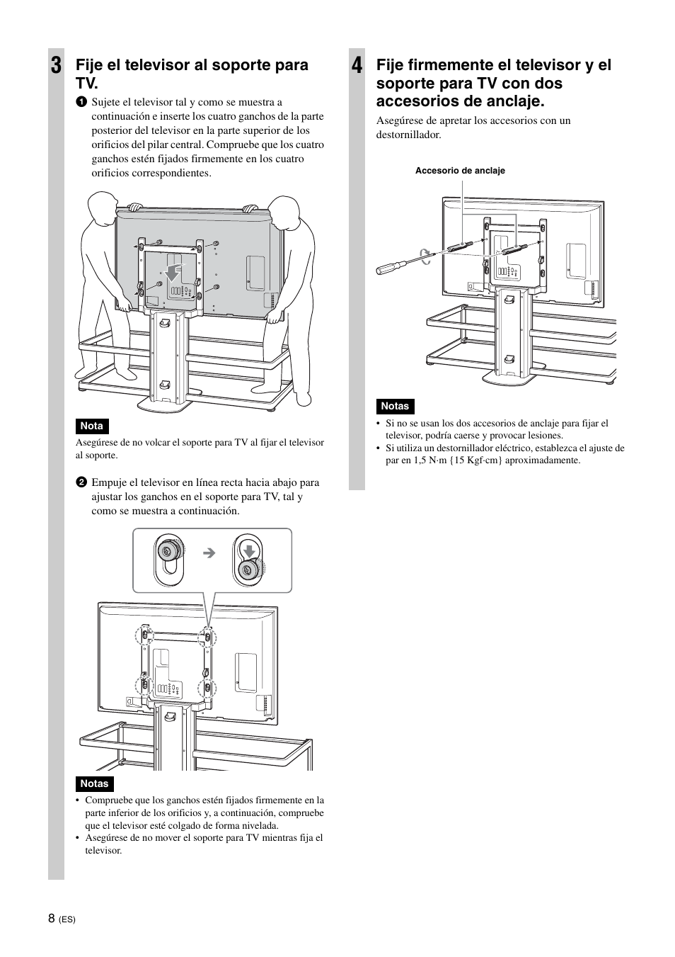 Fije el televisor al soporte para tv | Sony SU-FL61 User Manual | Page 38 / 211