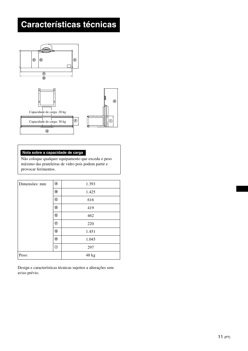 Características técnicas | Sony SU-FL61 User Manual | Page 51 / 211