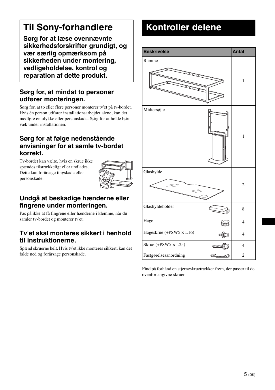 Til sony-forhandlere, Kontroller delene | Sony SU-FL61 User Manual | Page 55 / 211