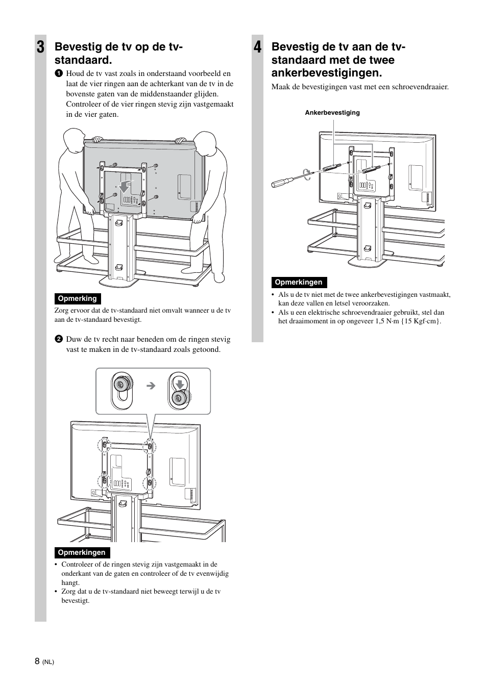 Bevestig de tv op de tv- standaard | Sony SU-FL61 User Manual | Page 98 / 211