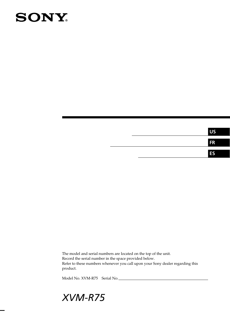 Sony XVM-R75 User Manual | 64 pages