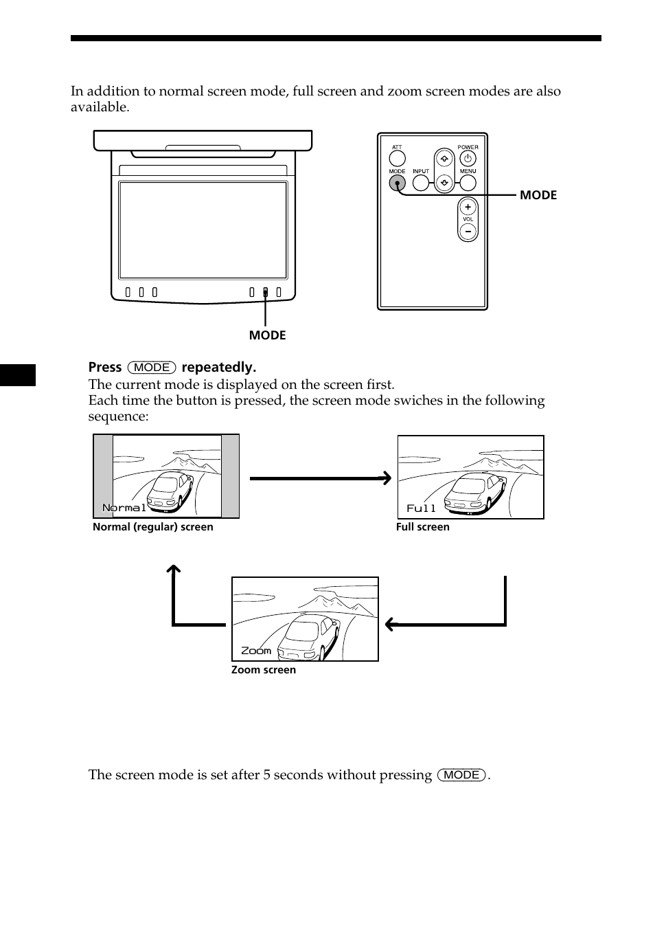Setting the screen mode, 10 setting the screen mode | Sony XVM-R75 User Manual | Page 10 / 64
