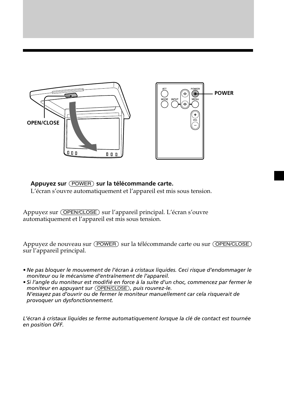 Fonctionnement, Ouverture de l’écran du moniteur | Sony XVM-R75 User Manual | Page 29 / 64