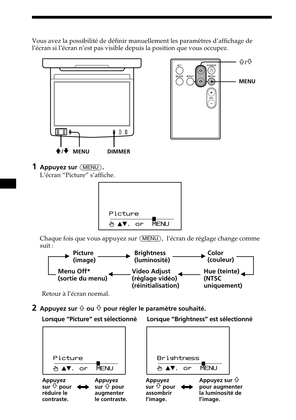 Modification des réglages de l’affichage | Sony XVM-R75 User Manual | Page 32 / 64