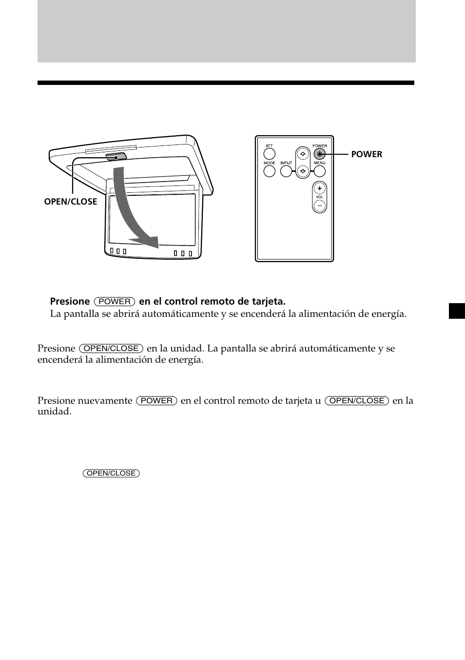 Funcionamiento, Apertura de la pantalla | Sony XVM-R75 User Manual | Page 49 / 64