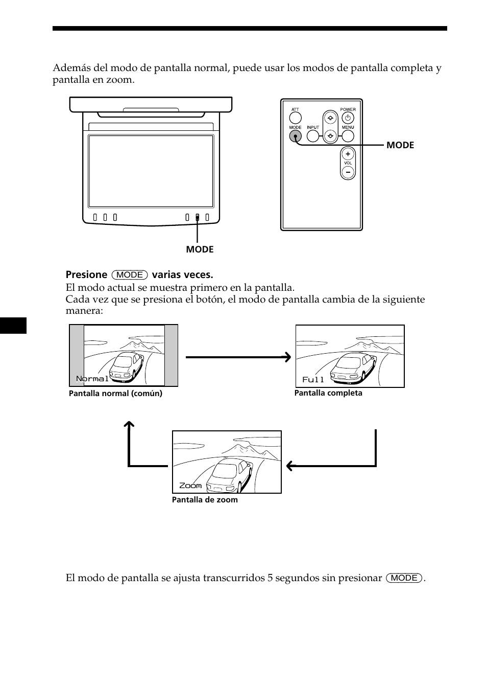 Ajuste del modo de pantalla, 10 ajuste del modo de pantalla | Sony XVM-R75 User Manual | Page 50 / 64