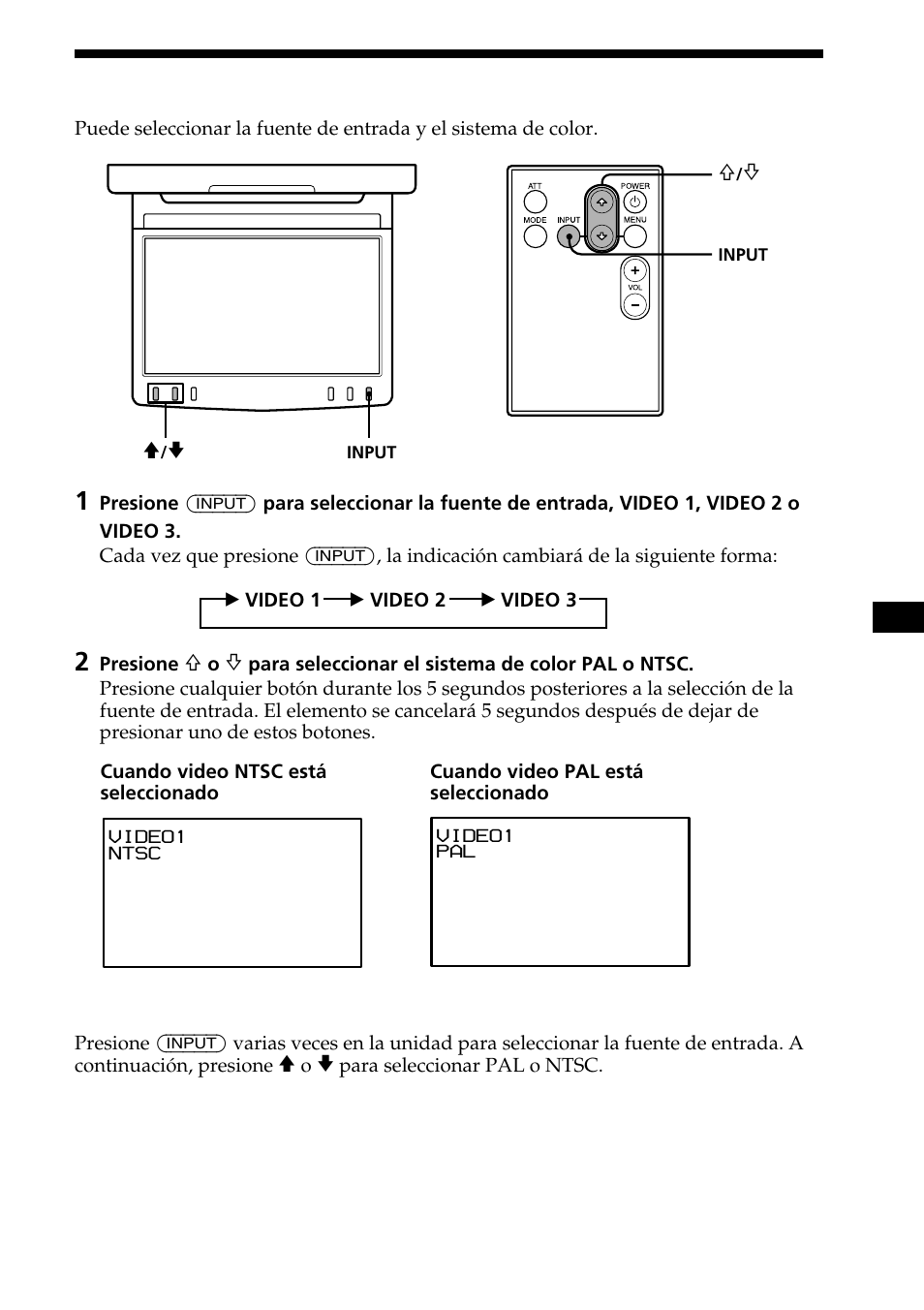 Selección de la fuente de entrada, 11 selección de la fuente de entrada | Sony XVM-R75 User Manual | Page 51 / 64