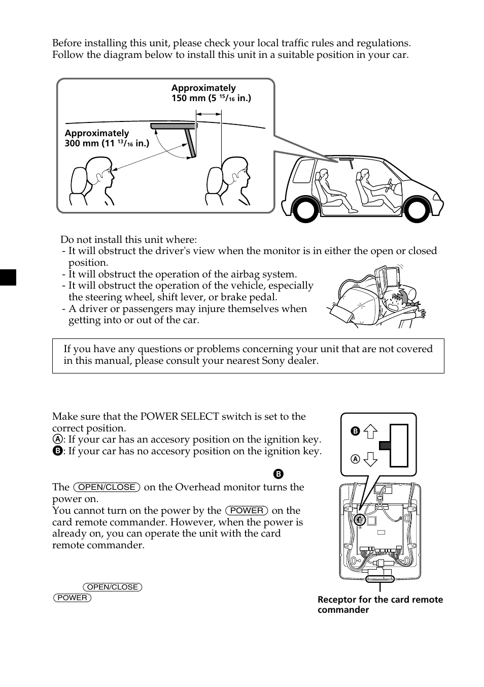 Before installing | Sony XVM-R75 User Manual | Page 6 / 64