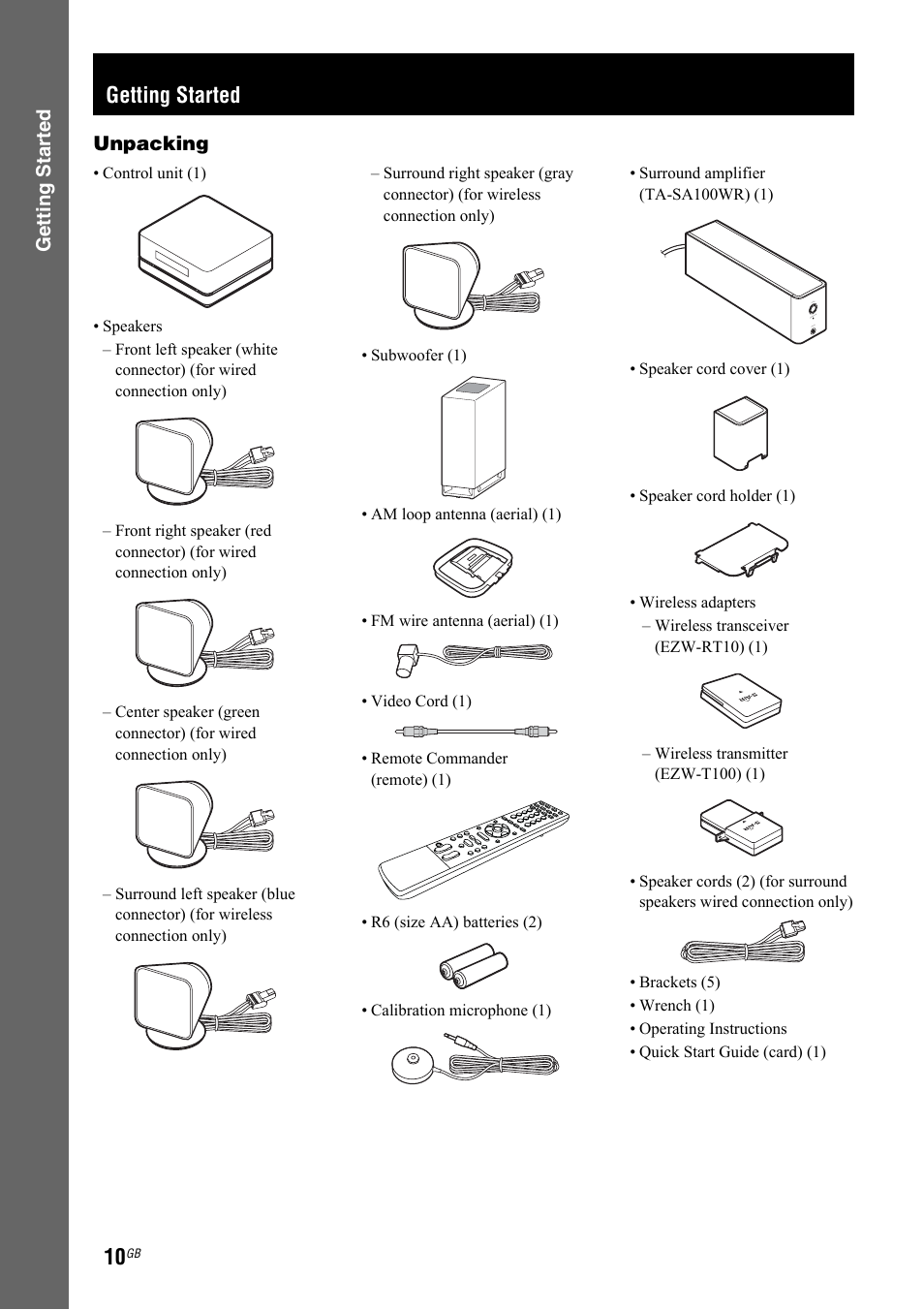 Getting started | Sony 3-299-549-12(1) User Manual | Page 10 / 127